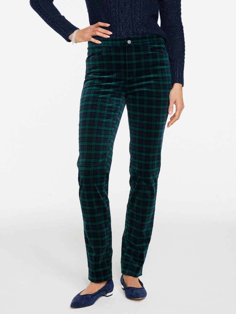 Talbots Velveteen Pants Black Watch Tartan